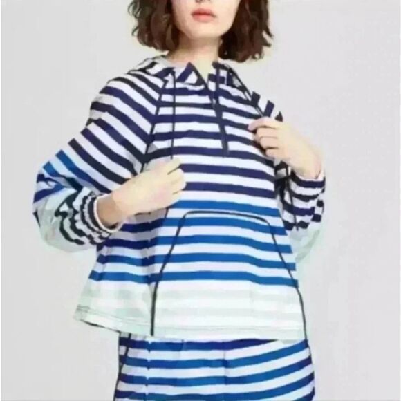 HUNTER Navy Blue Stripe Rain Jacket - Picture 1 of 16